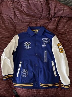 Polo Ralph Lauren Blue Varsity Jacket with Yellow Accents size 2XLT